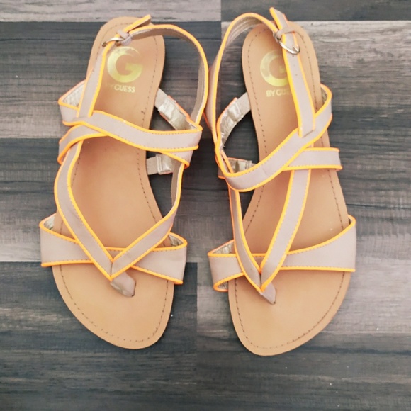 Guess Shoes - Guess Neon Orange & tan sandals size 8